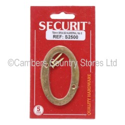 Securit Numeral No. 0 Brass 75mm